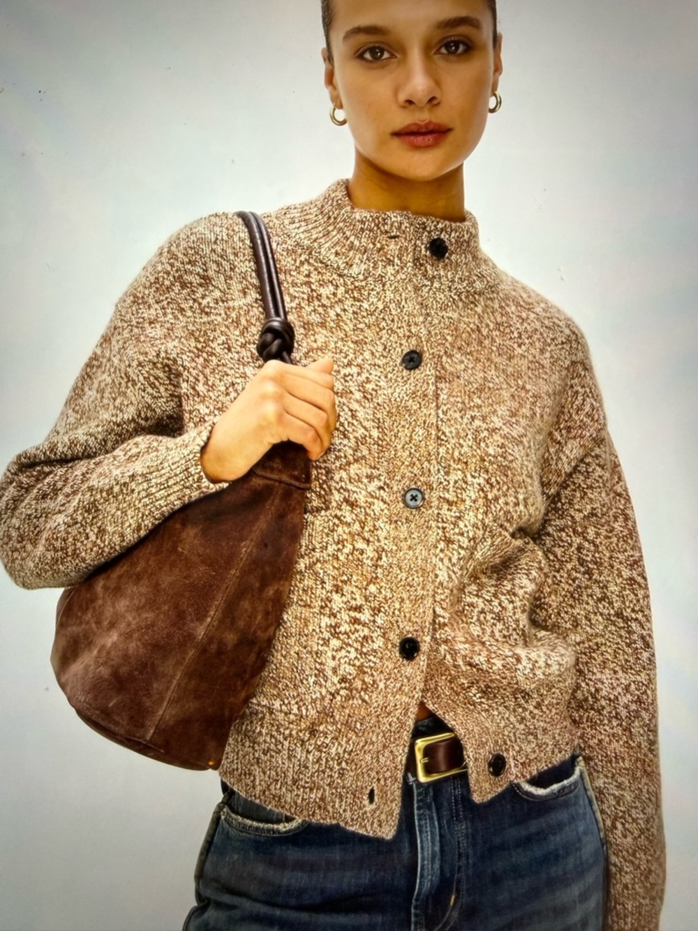 Rails Umber Melange Button-Front Cardigan